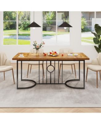 71 Inch Large Dining Table for 6-8 People Rectangular Wood Kitchen Table-Rustic