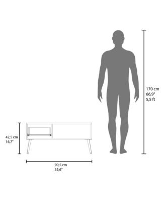 Scandinavian Style Coffee Table with Storage Drawer and Open Shelf