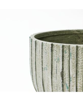 Vintage Distressed 13.4-Inch Tall Round Cement Planter