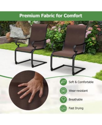 Patio Dining Chairs Set of 4 C-Spring Motion Patio Chairs w/ Metal Frame