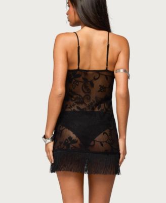 Women's Sophina Fringed Sheer Lace Mini Dress