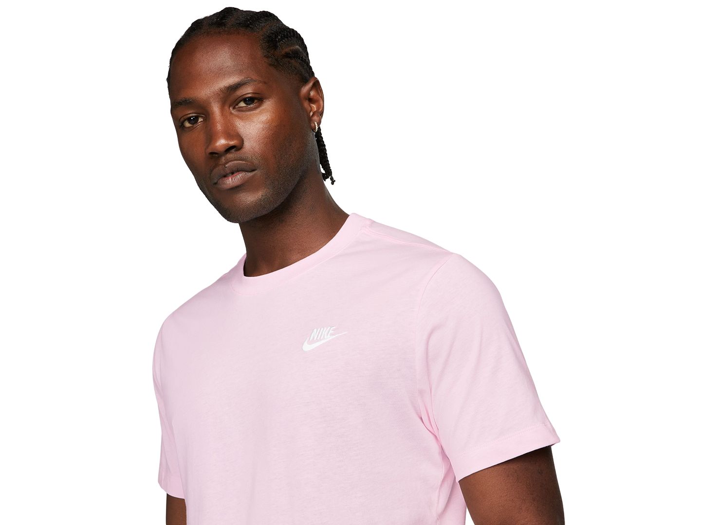 Мужская футболка Nike Sportswear Club Short-Sleeve T-Shirt, цвет: Розовый пенный / Белый — фото 3