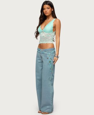 Women's Vanya Sheer Lace V Neck Top