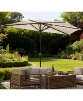 Small Vented Half Patio Umbrella,Half Outdoor Patio Umbrella,with Crank 8 Ribs for Outdoor