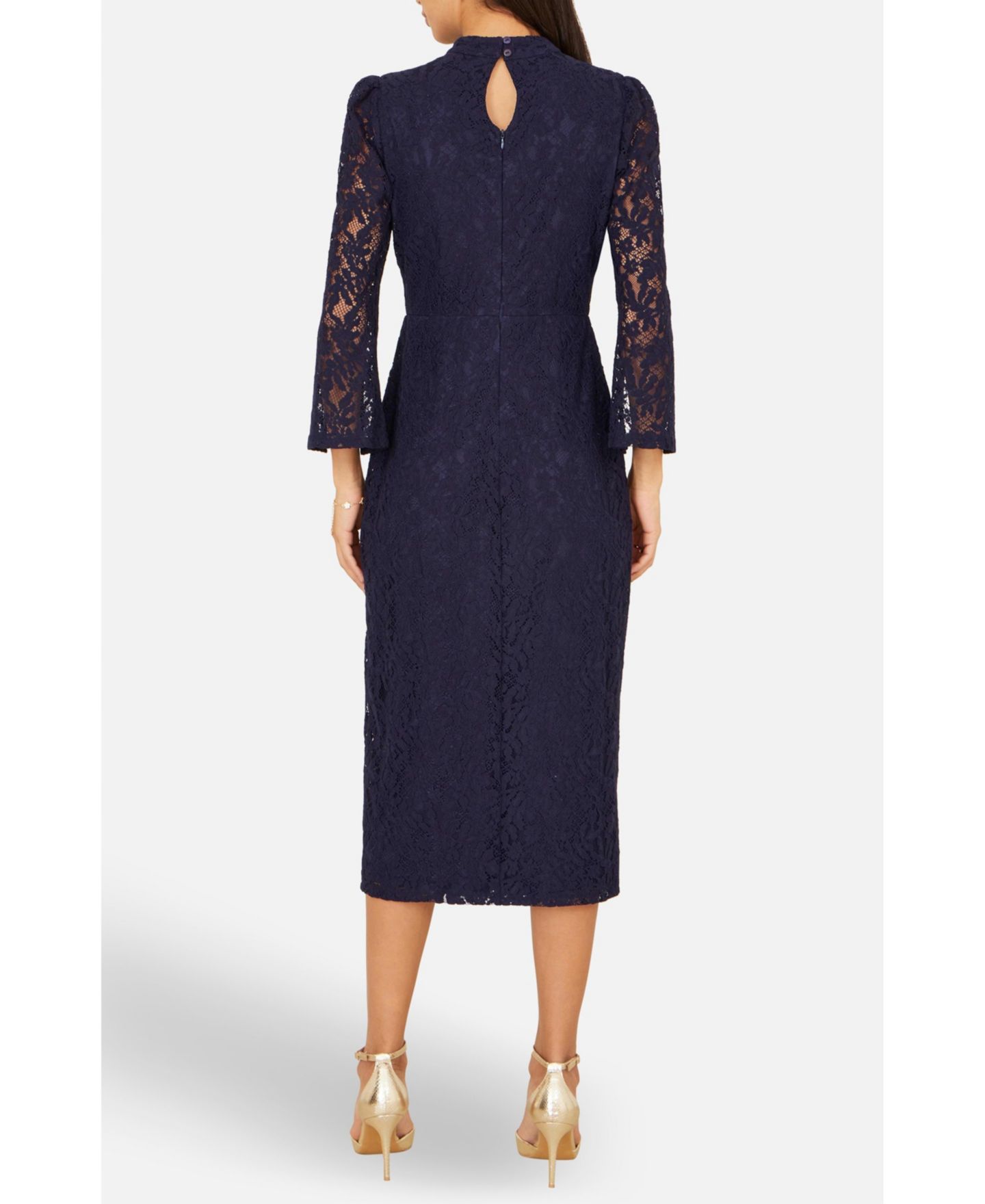 Женское платье Yumi Lace Fitted Midi, цвет: Тёмно-синий — фото 7