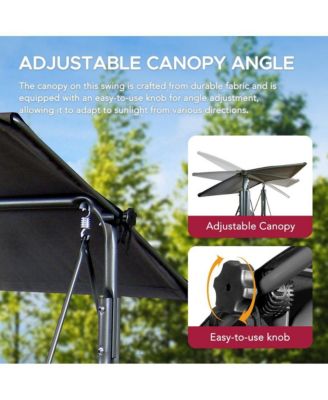 2-Seat Patio Metal Proch Swing With Adjustable Canopy