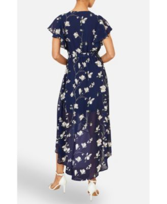 Women's Floral Frill Hem Wrap Midi Dress
