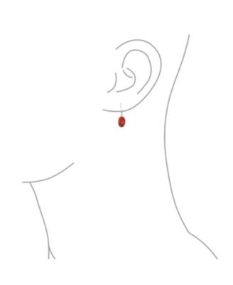 3.2CT Oval Natural Stone Drop Earrings Scroll Bezel Set Edge .925 Sterling Silver Lever-back