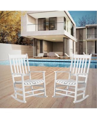 Outdoor Rocking Chair, High Back Porch Rocker, All-Weather Patio Chair for Garden, Deck, Backyard & Balcony, Ladder Back