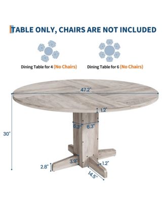 Round Dining Table for 4-6 People, Dining Room Table with Pedestal Base(Table Only