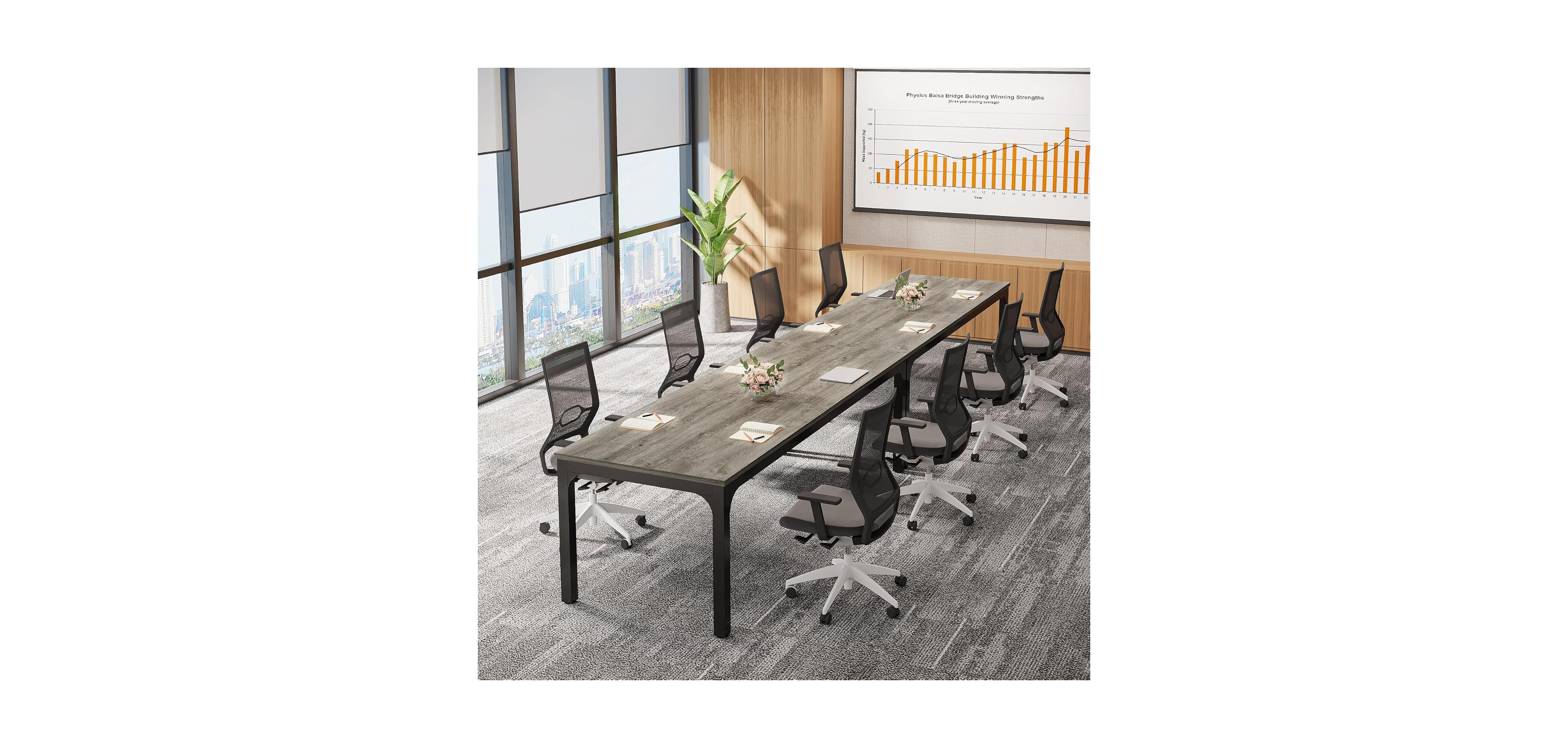 Tribesigns 6.5ft Conference Room Table, 78.74" W x 55.12" D Large Office Meeting Table (2 Pcs)