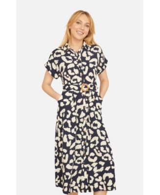 Women's Abstract Animal Print Relaxed Midi Dress