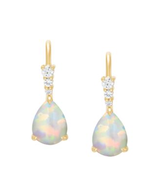 Created Opal (9/10 ct. t.w.) & Created White Sapphire (1/8 ct. t.w.) Earrings in 14k Yellow Gold-Plated Sterling Silver