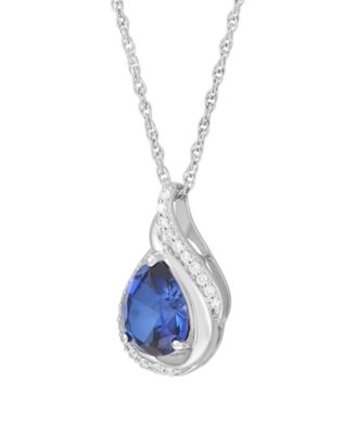 Created Sapphire (2-1/10 ct. t.w.) & Created White Sapphire (1/5 ct. t.w.) Pendant Necklace in Sterling Silver