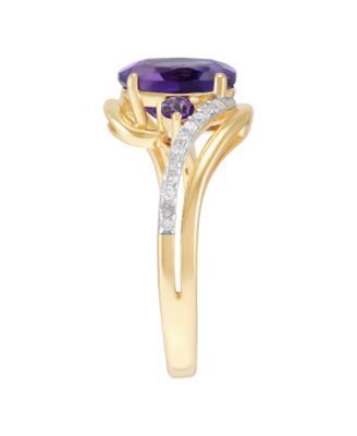 Amethyst (1/4 ct. t.w.) & Diamond (1/8 ct. t.w.) Ring in 14k Yellow Gold-Plated Sterling Silver