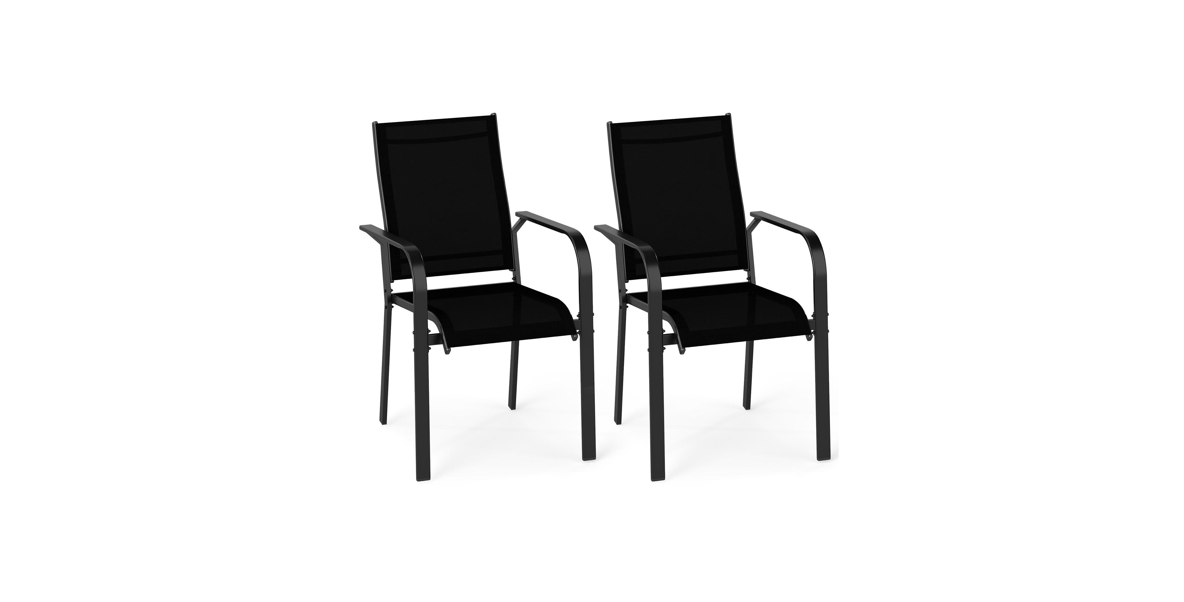 Gymax Patio Dining Chairs Set of 2 w/Metal Frame Breathable Mesh Fabric Backrest