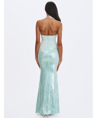 Women's Wendale Mint Sequin Plunging Mermaid Maxi Dress