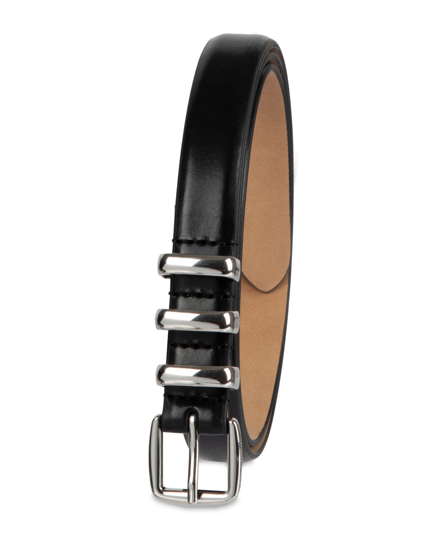 Женский ремень Cole Haan Skinny Triple Metal Keeper Dress Belt, цвет: Чёрный — фото 2