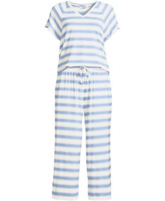 Plus Size Cooling Pajama Set - Short Sleeve Top and Crop Pants