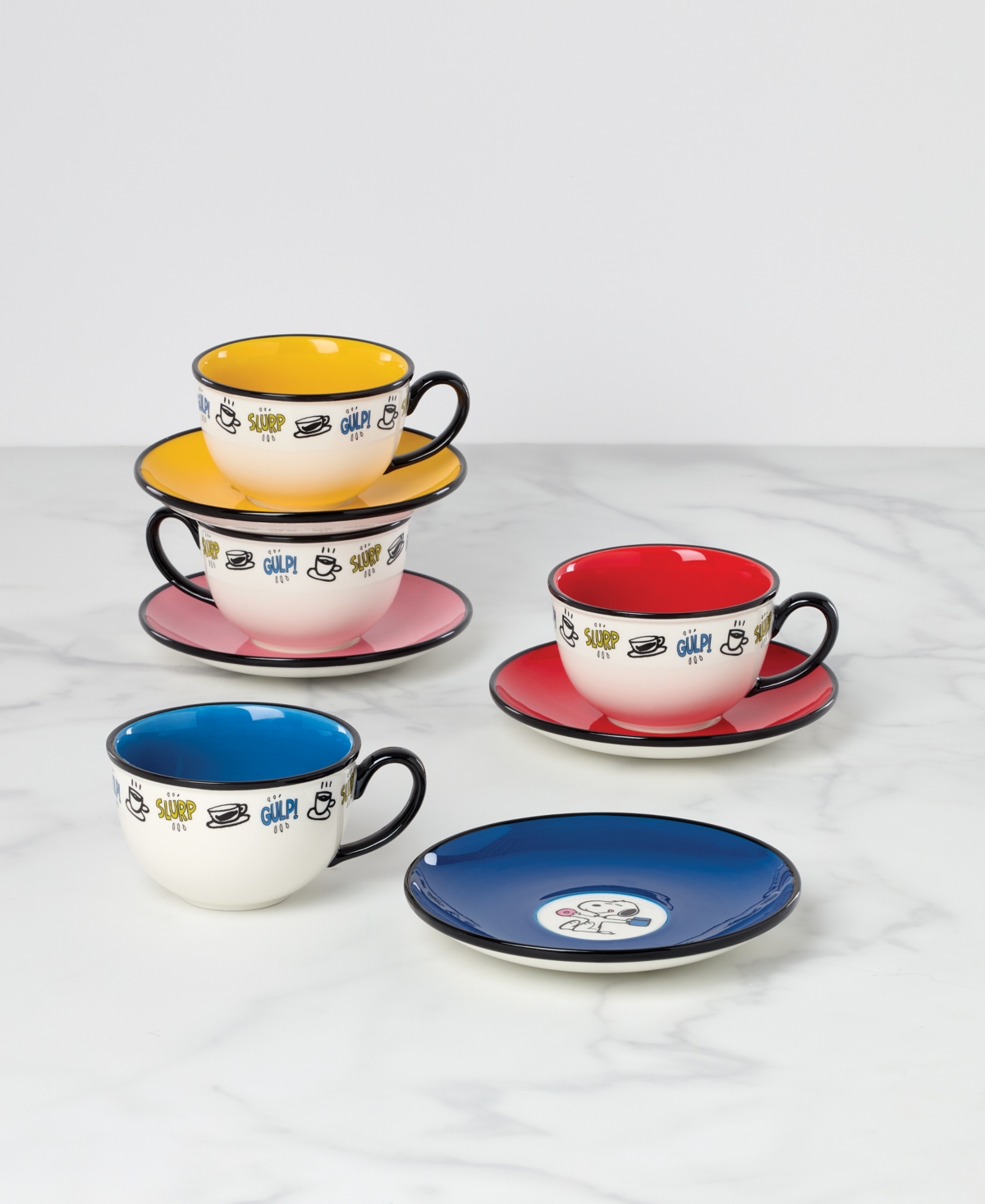 Lenox Chef Snoopy Tea Cup and Saucer, Set of 4