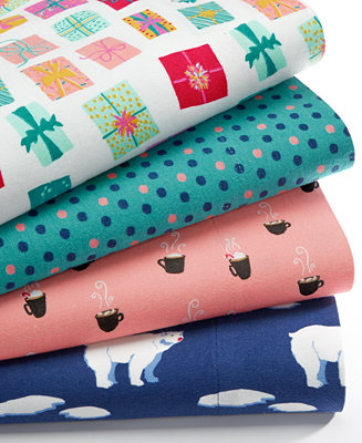 Martha Stewart Collection CLOSEOUT! Holiday Cotton Flannel Sheet Sets, Created for Macy&#39;s ...