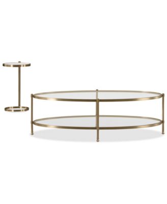Isla 2-Pc. Glass Oval Coffee Table and Chairside Table Set