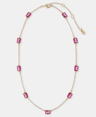 Gold-Tone Fuchsia Station Collar Necklace 