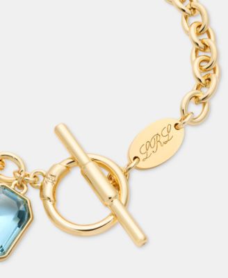 Gold-Tone Aqua Stone Flex Bracelet 