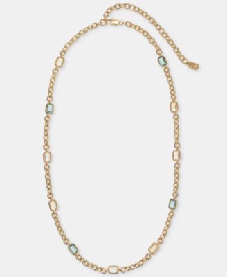 Gold-Tone Station Stone Collar Necklace 