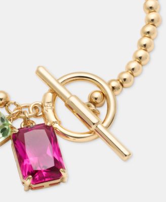Gold-Tone Fuchsia Stone Flex Bracelet 