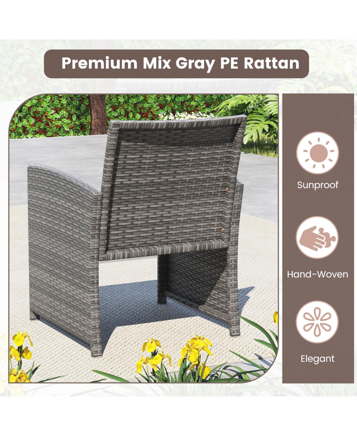 Gymax Set of 8 Patio Conversation Set w/Seat Cushions & Tempered Glass Tabletop Porch