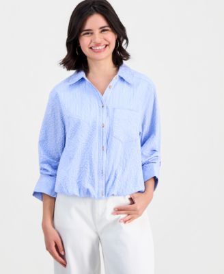 Women's Bubble Hem Collar Shirt