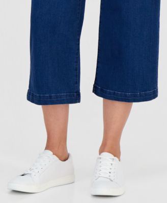 Petite High Rise Cropped Wide Leg Jeans