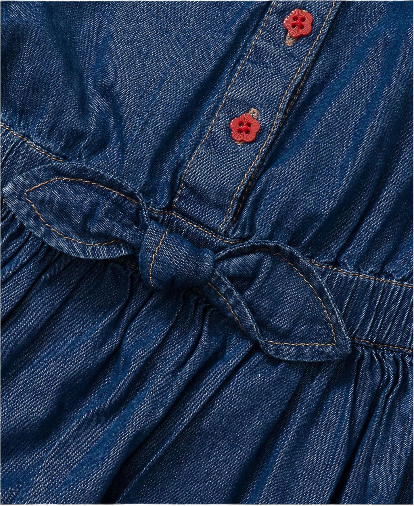 Платье Lands' End Short Sleeve Lightweight Denim Dress для девочек, цвет: Синий каменный — фото 3