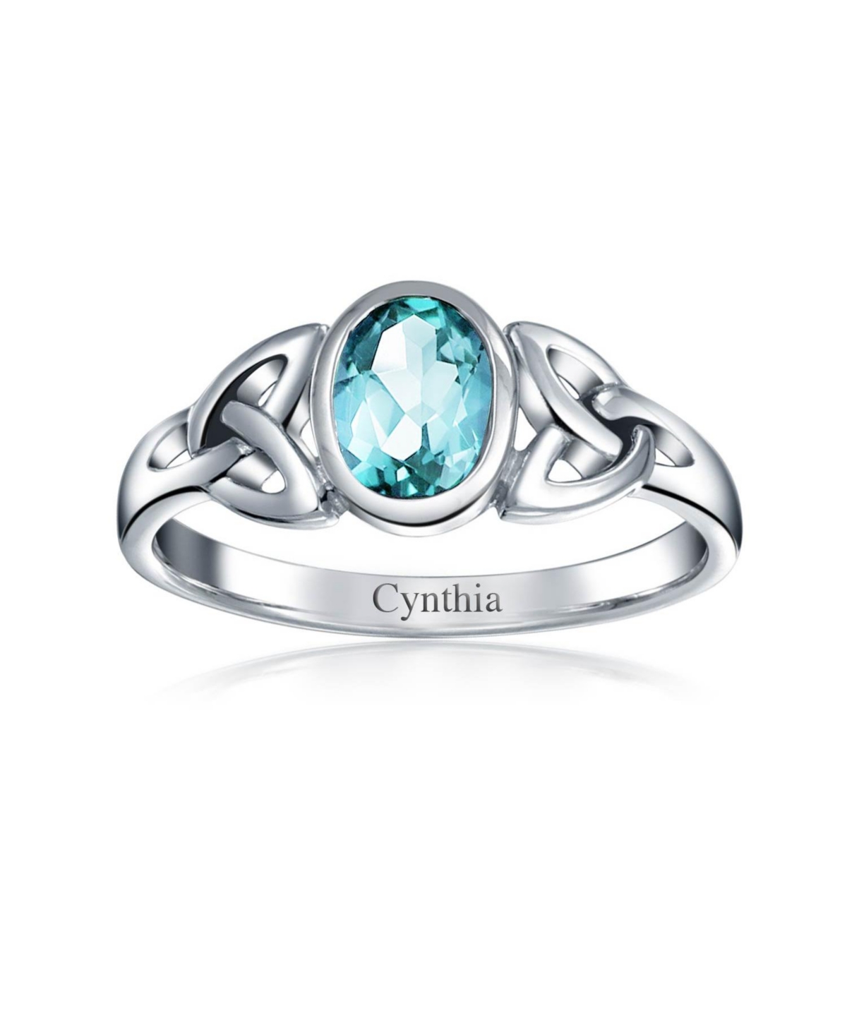 Bling Jewelry Oval Moonstone Amethyst Blue Topaz Bff Sorority Sister Friendship Celtic Trinity Knot Triquetra Ring .925 Sterling Silver