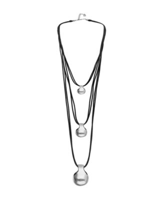 Triple Leather Necklace with 2 18k Gold Alloy Shaped Balls