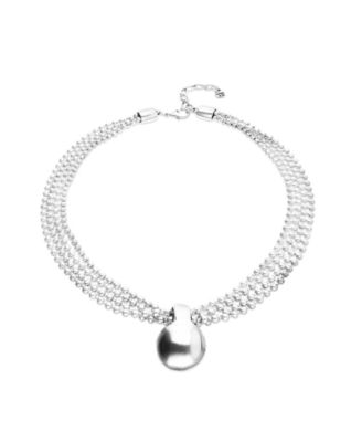 Sterling Silver Alloy Necklace with Silver Threads and Big Shaped Ball