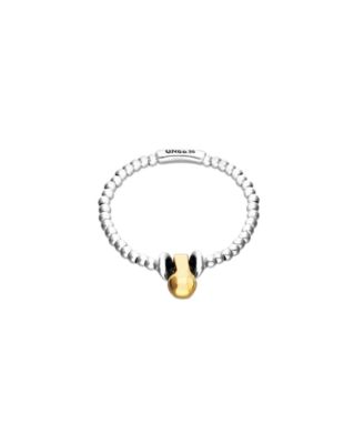 Sterling Silver Alloy Bracelet with Small Shaped Balls and 18k Gold Big Shaped Ball