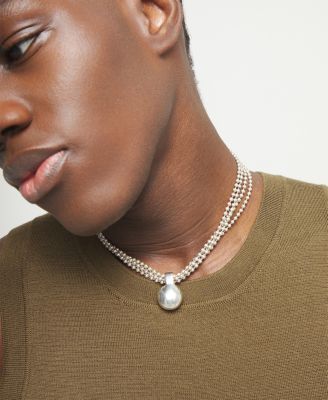 Sterling Silver Alloy Necklace with Silver Threads and Big Shaped Ball