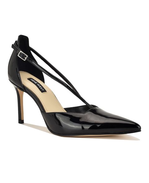 Женские туфли Nine West Collae Strappy Two-Piece Stiletto Pumps, цвет: Чёрный лаковый