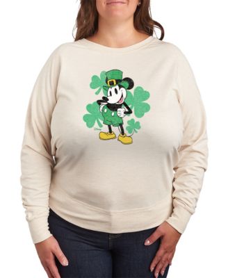 Plus Size Disney St. Patrick's Day Leprechaun Mickey Graphic Crewneck T-Shirt
