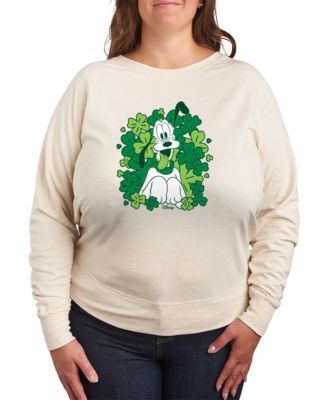 Plus Size Disney St. Patrick's Day Pluto Shamrocks Long-Sleeve Sweatshirt