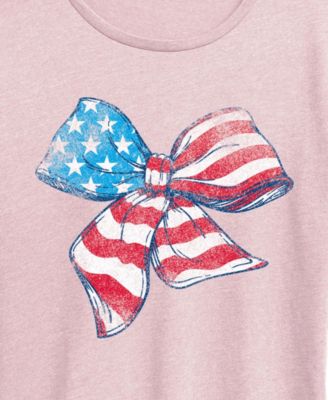 Women's Instant Message American Flag Bow Graphic Crewneck T-Shirt