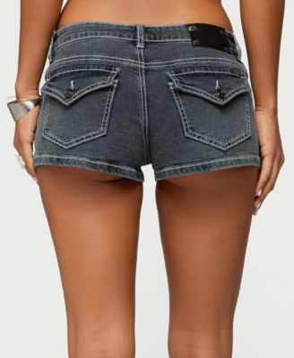 Women's Whitlie Contrast Stitch Denim Micro Shorts