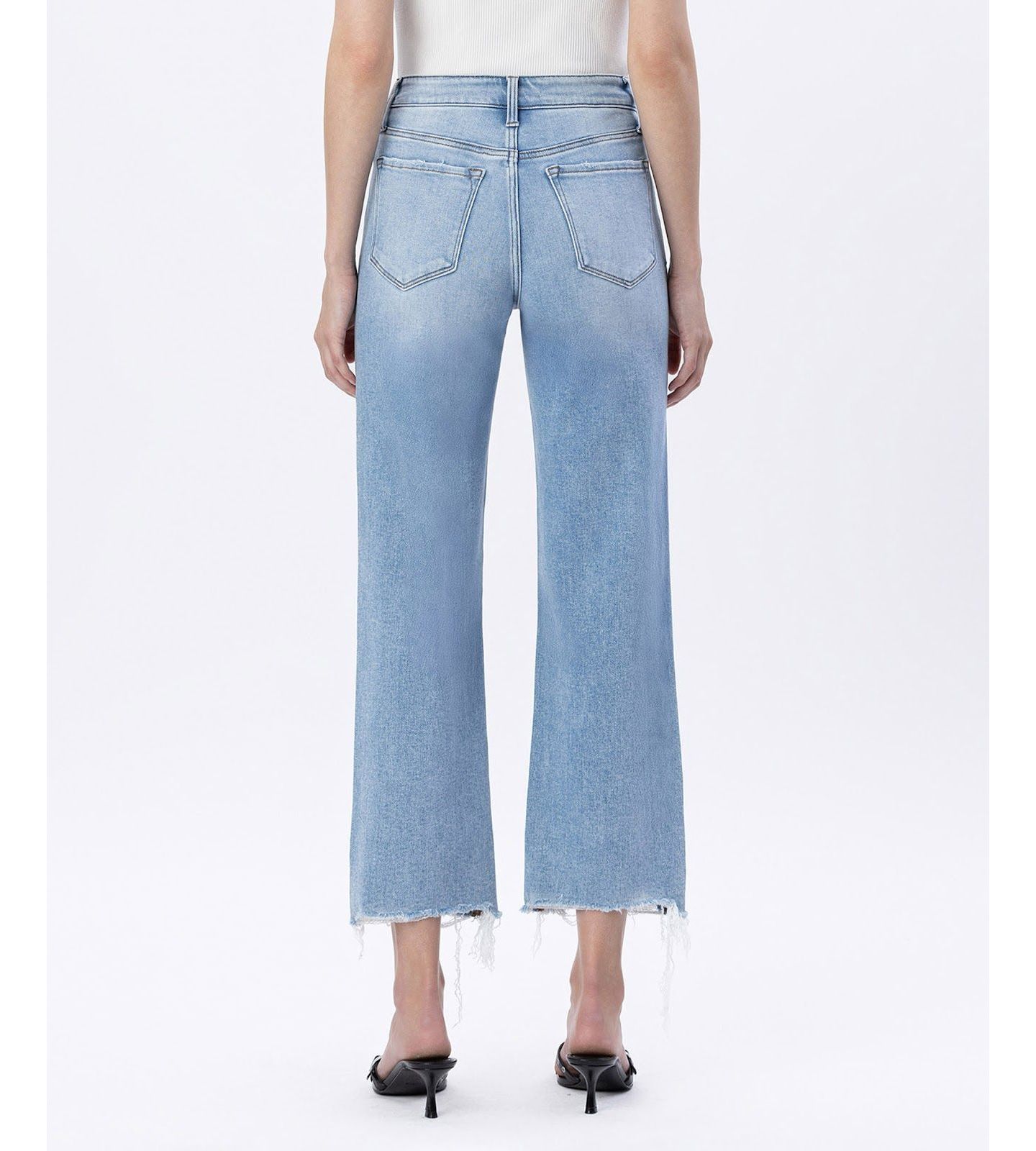 Женские джинсы Flying Monkey High Rise Distressed Crop Slim Wide Leg, цвет: Синий — фото 6