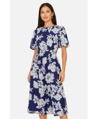 Women's Flower Stretch Mesh Midi Dress