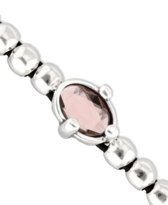 Pink Faceted Crystals Elastic Bracelet