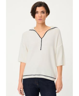 Women's Split-Neck Polo Sweater