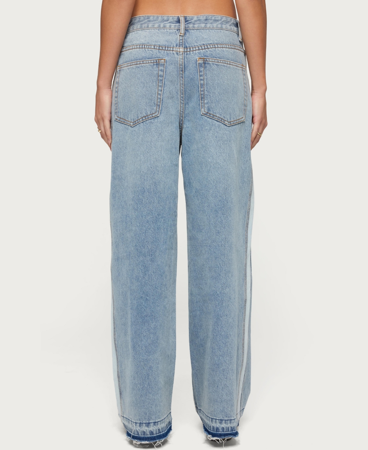 Edikted Women's Cailin Contrast Panel Low Rise Baggy Jeans