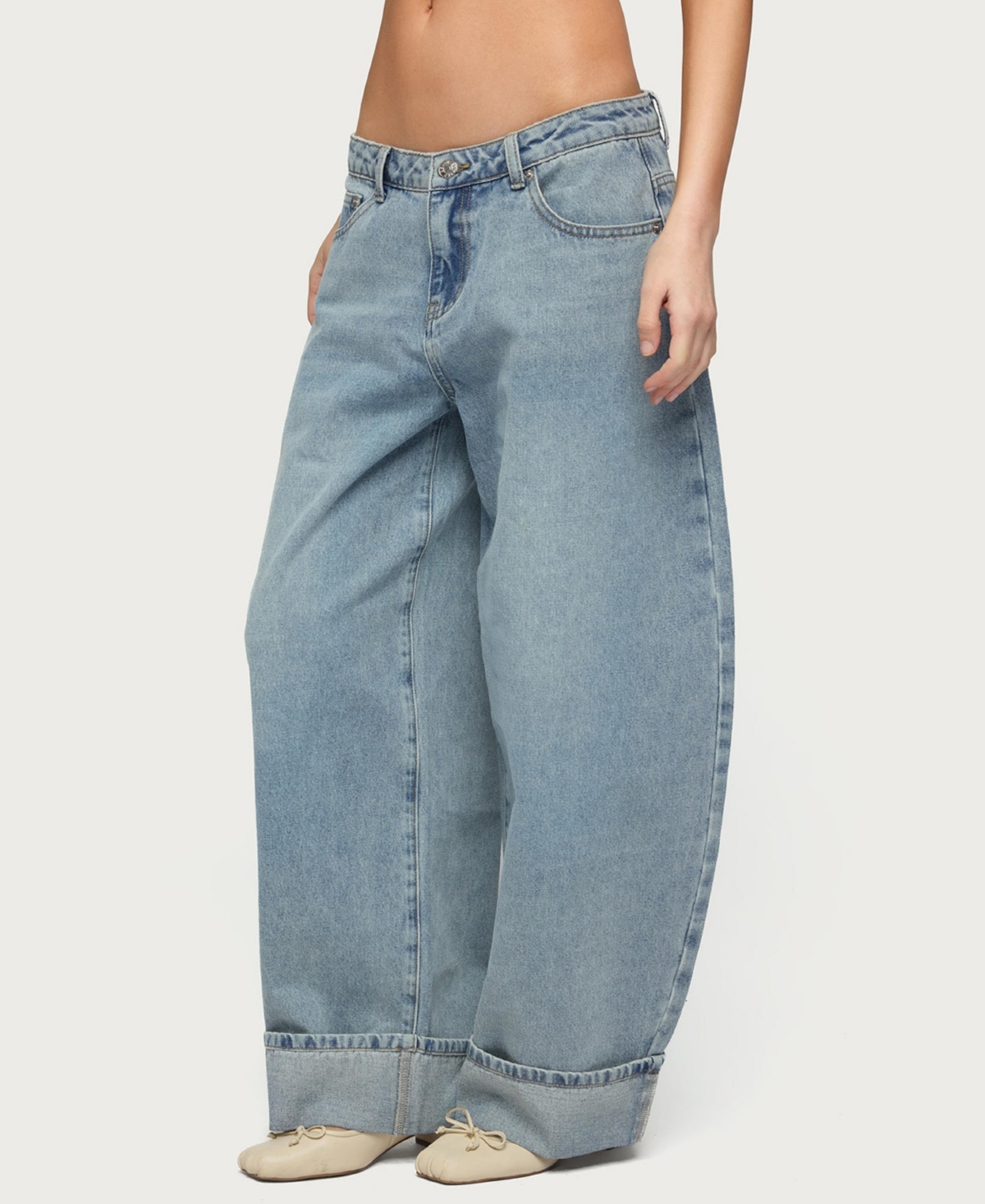 Edikted Women's Kella Low Rise Baggy Jeans